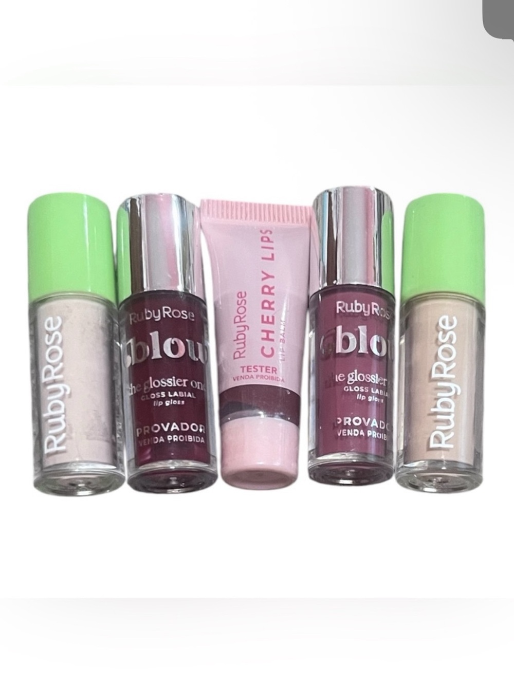 Women Makeup Lip Gloss & Cherry Lip Balm Set - Pink & Plum Shades